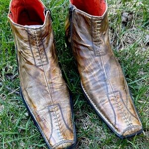Men's Gold Leather Ankle Boots